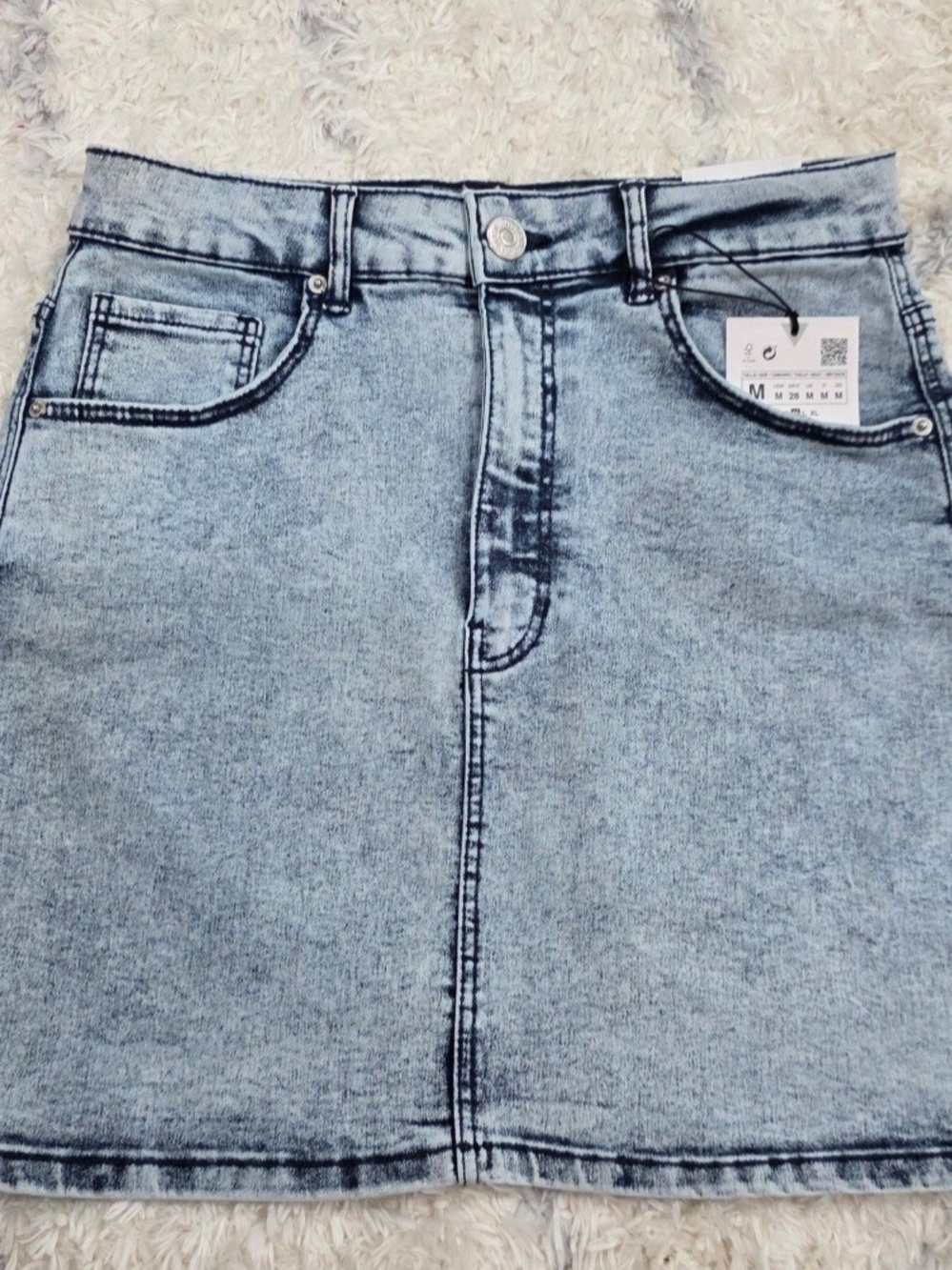 [Brand New] ZARA Light Blue, Wash Denim Mini Skirt